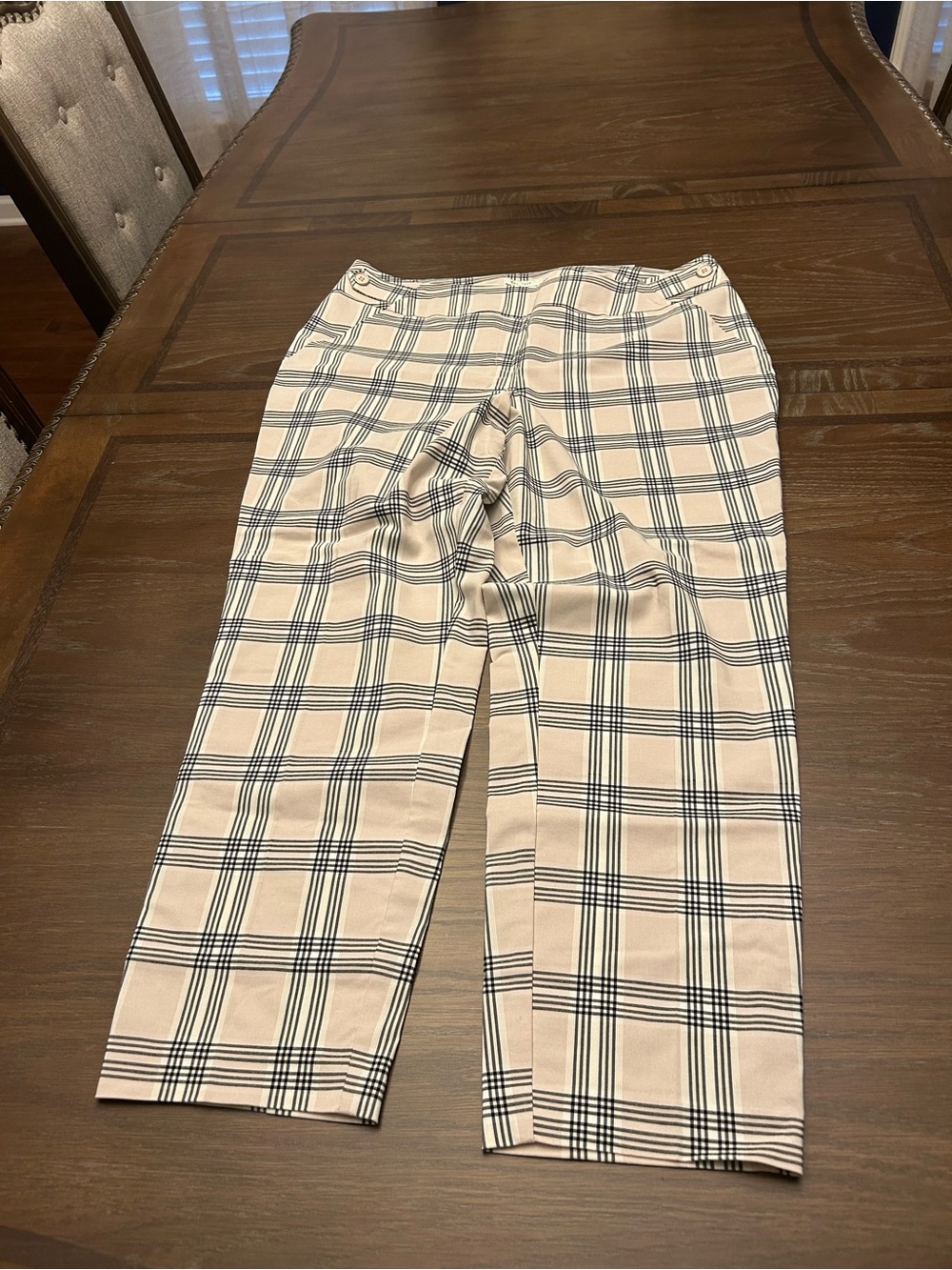 Cato Beige Plaid Straight Leg Pants